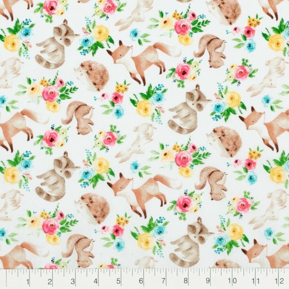 Create It Spring Pals Sewing Fabric Hedgehog Rabbit Fox 36 X 42-in Precut Cotton - Picture 2 of 4